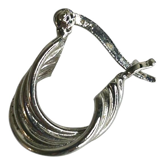 Sterling Silver 925 Twisted Hoop Earrings Hinged Back - Picture 4 of 7